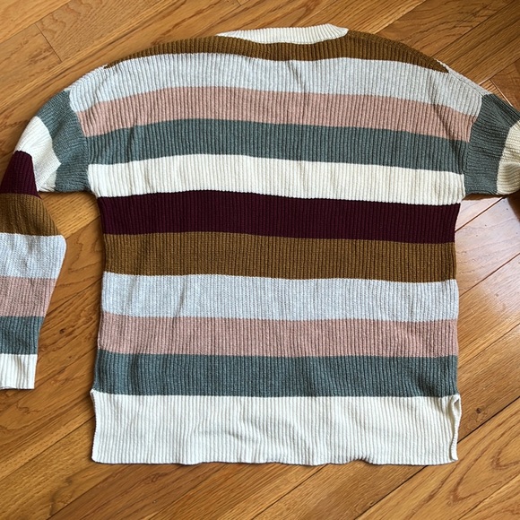 EUC Madewell Thompson Cream Multicolor Striped Sweater Size L - Picture 6 of 12